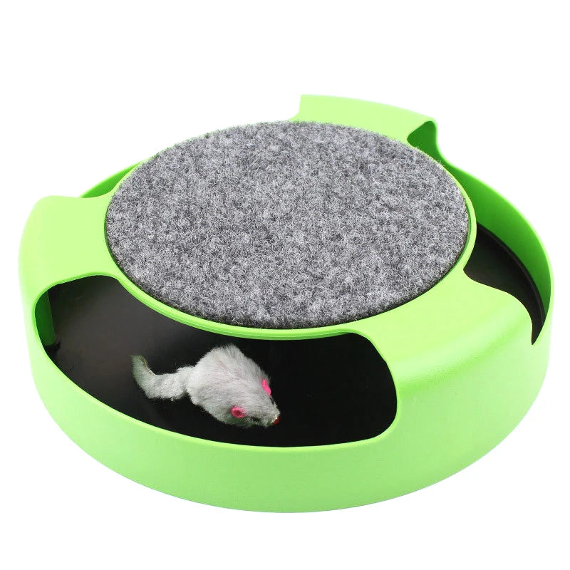Cat Training Toys Play Scratch Funny Mouse Play Kitten Toy Cat Interactive Cat Toys with Moving Mouse Inside Roped Faux