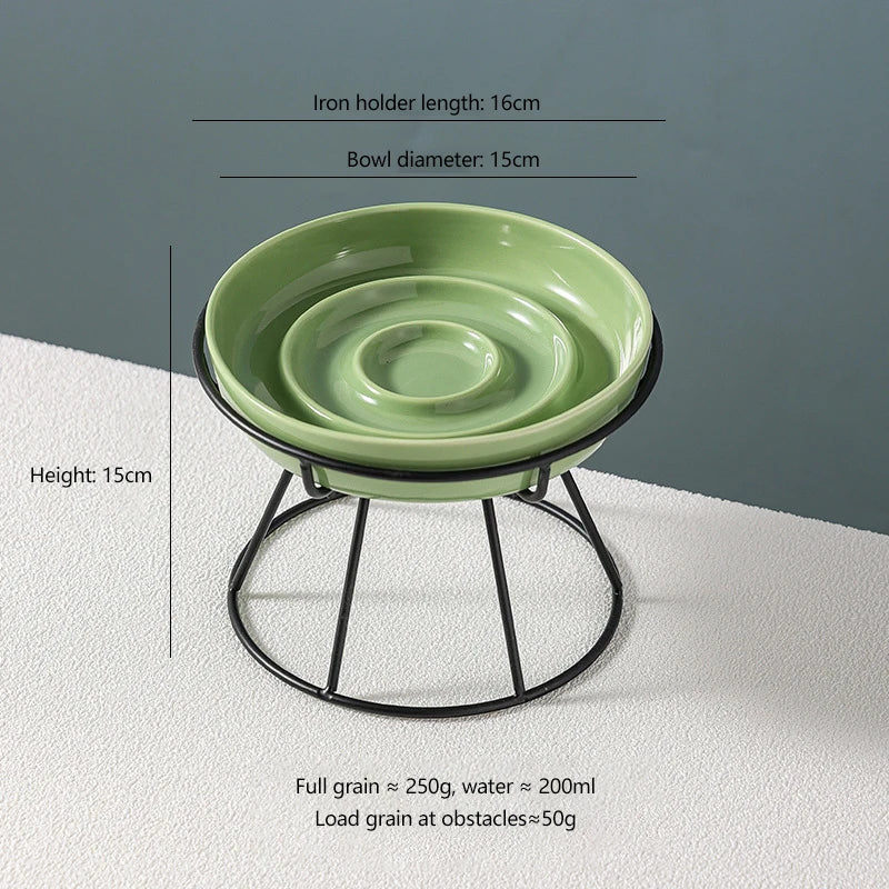 Ceramic Slow Feeder Bowl Basic Bowls for Healthy Eating Protects Cervical Spine Non-Tip Design for Kittens for Small Dog Breeds