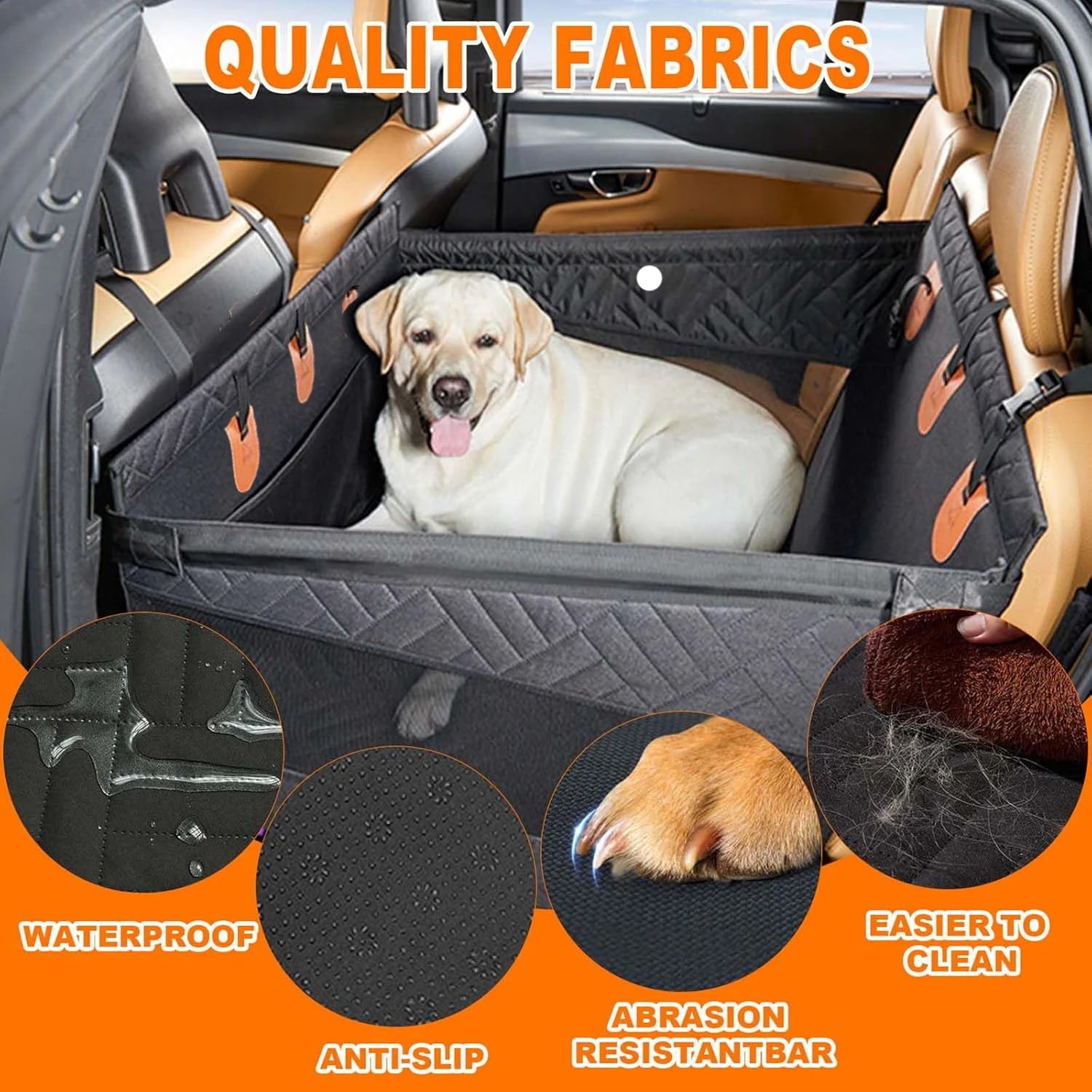 Extended Dog Car Seat Back for Dog Car Seat Cover Oxford Cat Back Seat Back Pet Hammock with Safety Belt for Medium Large Dogs