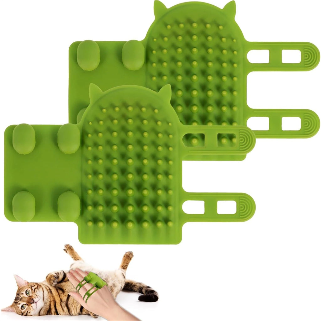 Portable and Foldable Cat Tickling Silicone Comb Pet Brush Adjustable Strap Flexible Pet Massage Brush for Dog and Cat