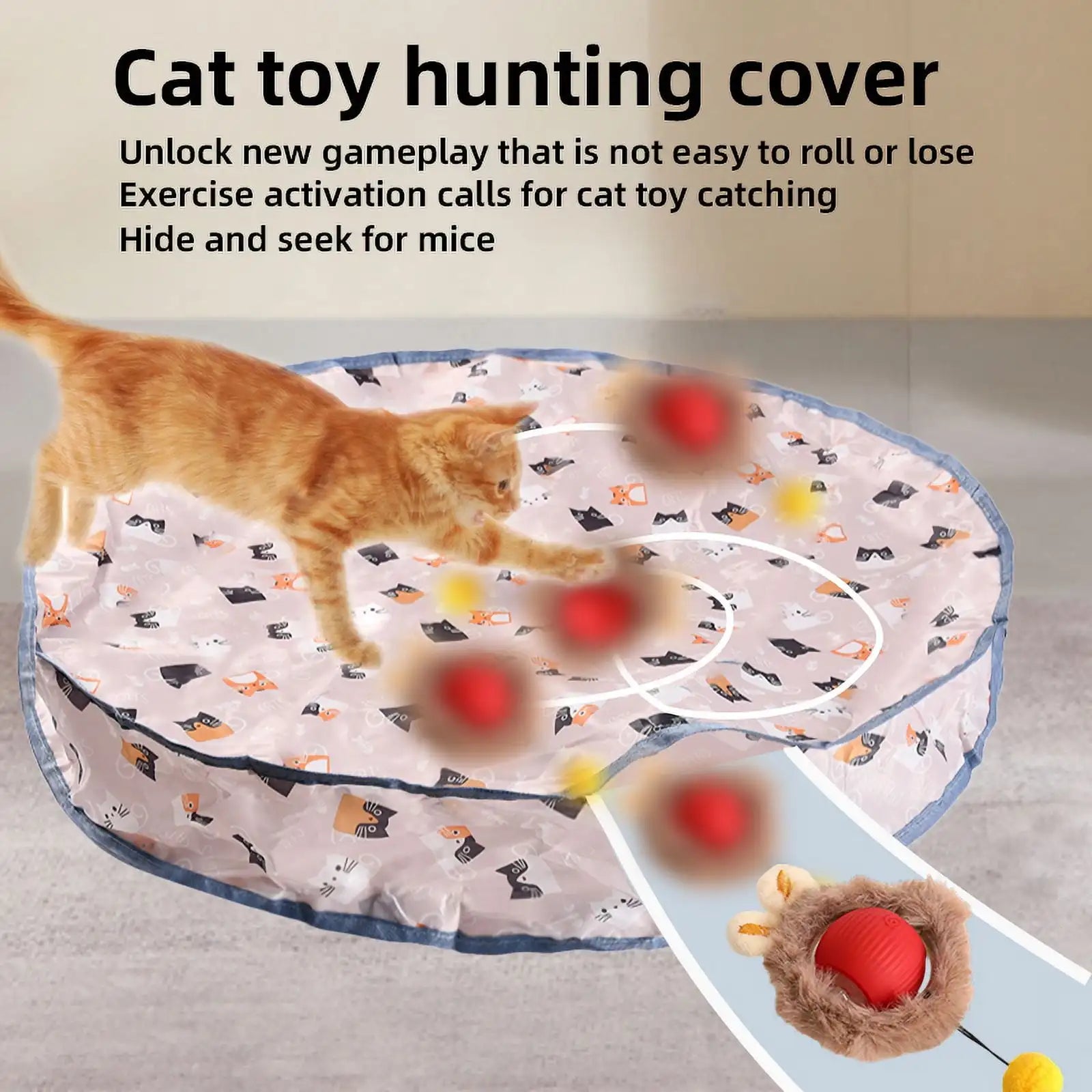 Rechargeable Electric Indoor Interactive Cat Toy Kitten Motion-Activated Hide Seek Toy with Plastic Hiding Cover Exercise Toy