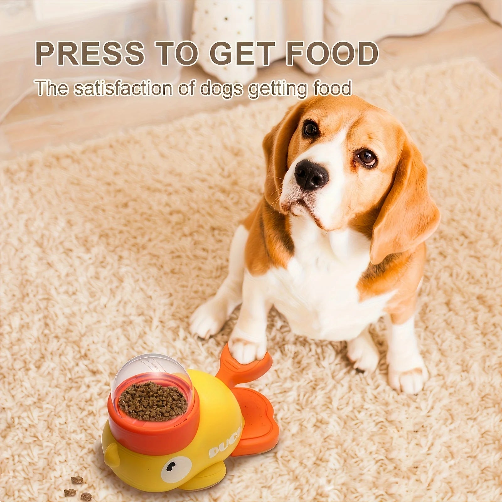 Interactive Toys Duck Shaped Cartoon Dog Food Dispenser Toy Manual Press Feeder for Small Medium Dogs Plastic Puzzle Toy for Dog