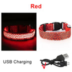 Adjustable Nylon LED Dog Collar Luminous Leopard Print Glowing Lights Electronic Pet Collars Night Safety Flashlight LED Collars