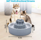 2..1L Ceramic Cat Bowl Cat Fountain with Activated Carbon Filter Custom LOGO Pet Water Dispenser Automatic for Cat Dog Drinking