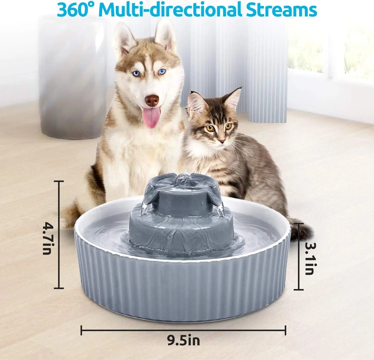 2..1L Ceramic Cat Bowl Cat Fountain with Activated Carbon Filter Custom LOGO Pet Water Dispenser Automatic for Cat Dog Drinking