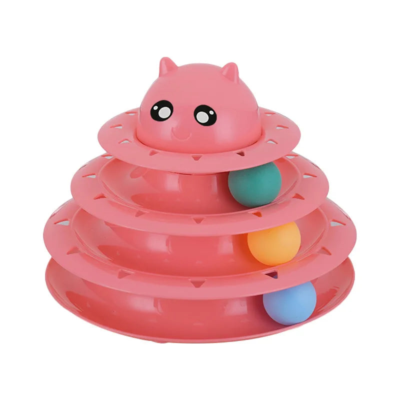 3-Level Interactive Cat Toy with Moving Balls Circle Track Design for Exercise and Hunting Fun and Sustainable Feature