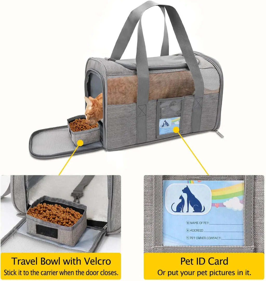 Pet Carrier Airline Approved Cat Carriers for Medium Cats Small Kitty with Soft Mat Foldable Pet Carrier Bag Cat Products