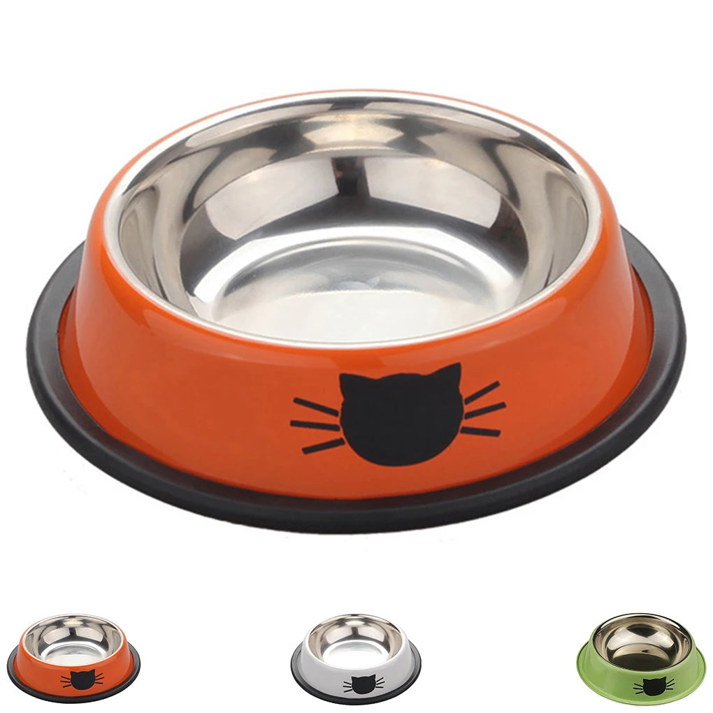Stainless Steel Cat Bowls Pet Steel Bowl Set Food Water Bowl for Dogs and Cats Anti-skid Feeder Supplies for Small Dogs Cats
