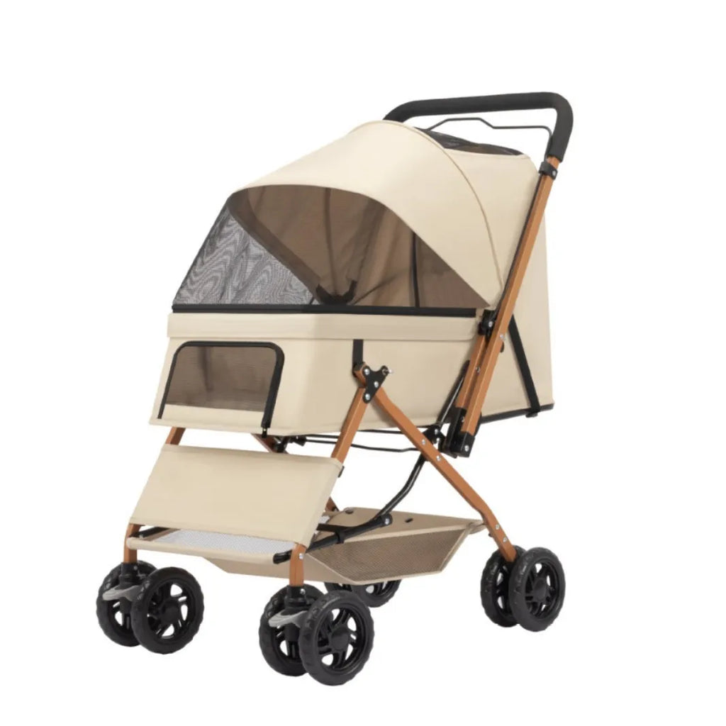 4 Wheels Pet Travel Trolley Dog Jogger Stroller with Cup Holder and Storage Basket Pet Pushchair for Small Medium Cats Dogs