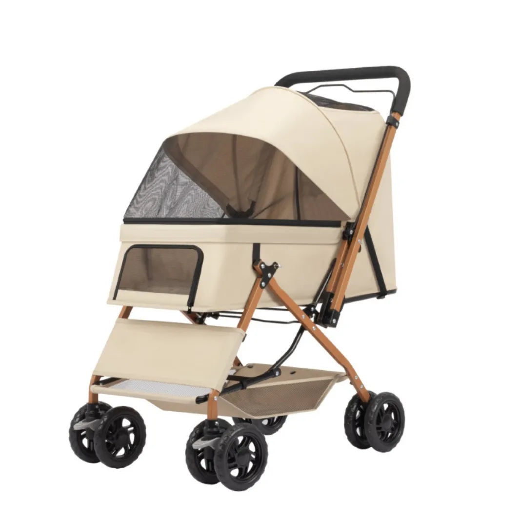 4 Wheels Pet Travel Trolley Dog Jogger Stroller with Cup Holder and Storage Basket Pet Pushchair for Small Medium Cats Dogs