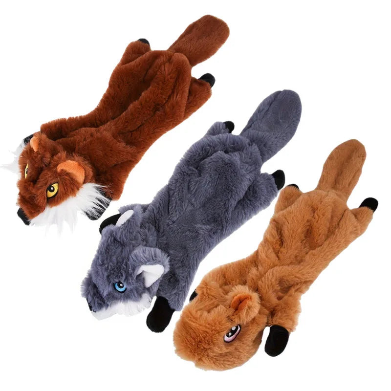 Durable Plush Dog Squeaky Toys Cute Cartoon Animals Chew Toys with Crinkle Sound for Small Puppies