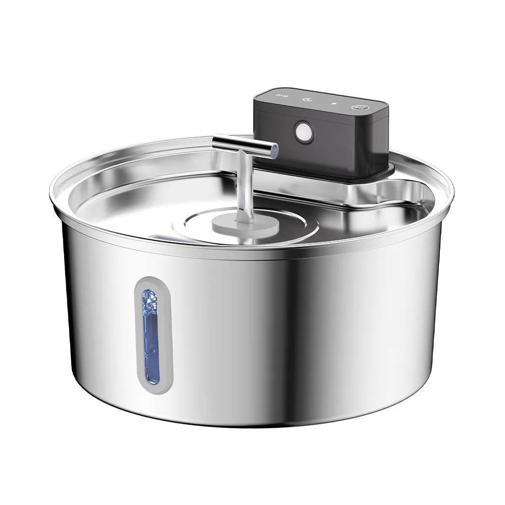 OEM 108oz/3.2L Stainless Steel Wireless Cat Water Fountain 4000mah Battery Operated Automatic Cat Water Dispenser Cat Fountain