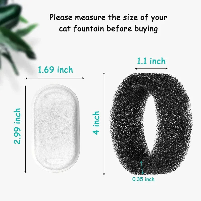 4Pack Pet Replacement Sponges for 67oz/2L Flow Pet Water Fountain Stainless Steel Cat Water Fountain Filters Automatic