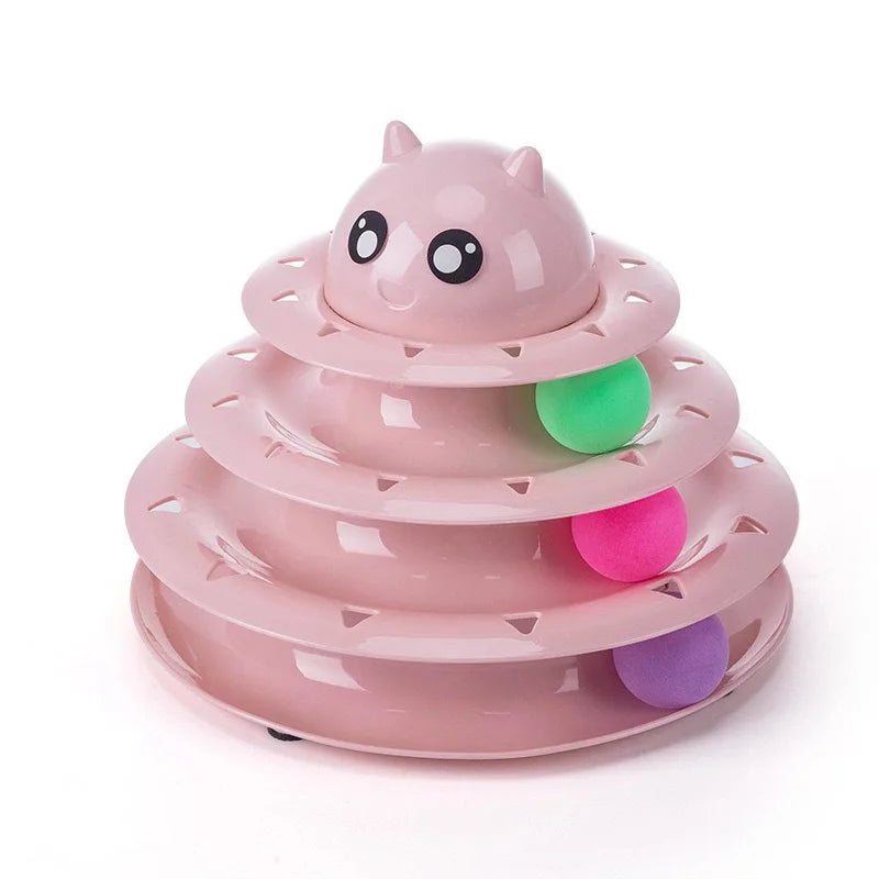 3-Level Interactive Cat Toy with Moving Balls Circle Track Design for Exercise and Hunting Fun and Sustainable Feature