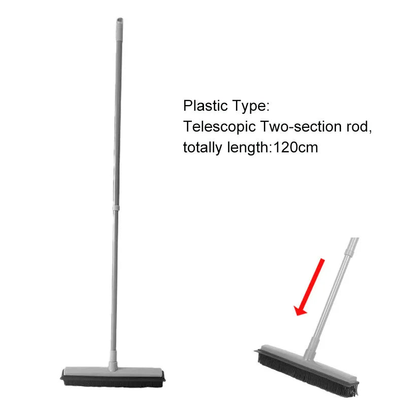 Telescopic Rubber Eco-Friendly Water Resistant Pet Hair Removal Broom Dog Hair Brush Dust Scraper Carpet Sweeper Wash Mop Window