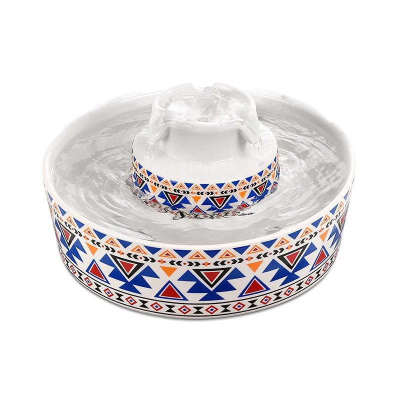 2..1L Ceramic Cat Bowl Cat Fountain with Activated Carbon Filter Custom LOGO Pet Water Dispenser Automatic for Cat Dog Drinking