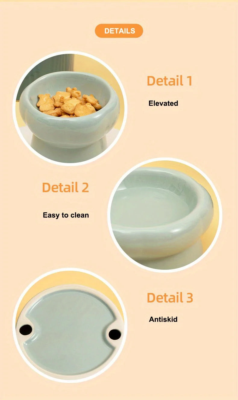 Elevated Ceramic Pet Bowls Keep Your Dog or Cat Hydrated and Well-Fed Neck Protection Cat Food Bowls