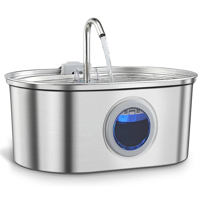 OEM Luxurious Stylish Stainless Steel Automatic Dog & Cat Water Fountain 3.2L/108oz with LCD Display Pet Water Fountain