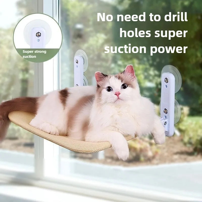 Wholesale Plastic Folding Cat Hammock with Plush Mesh Window Wall Bed Dual Suction Cup Cat Window Perch