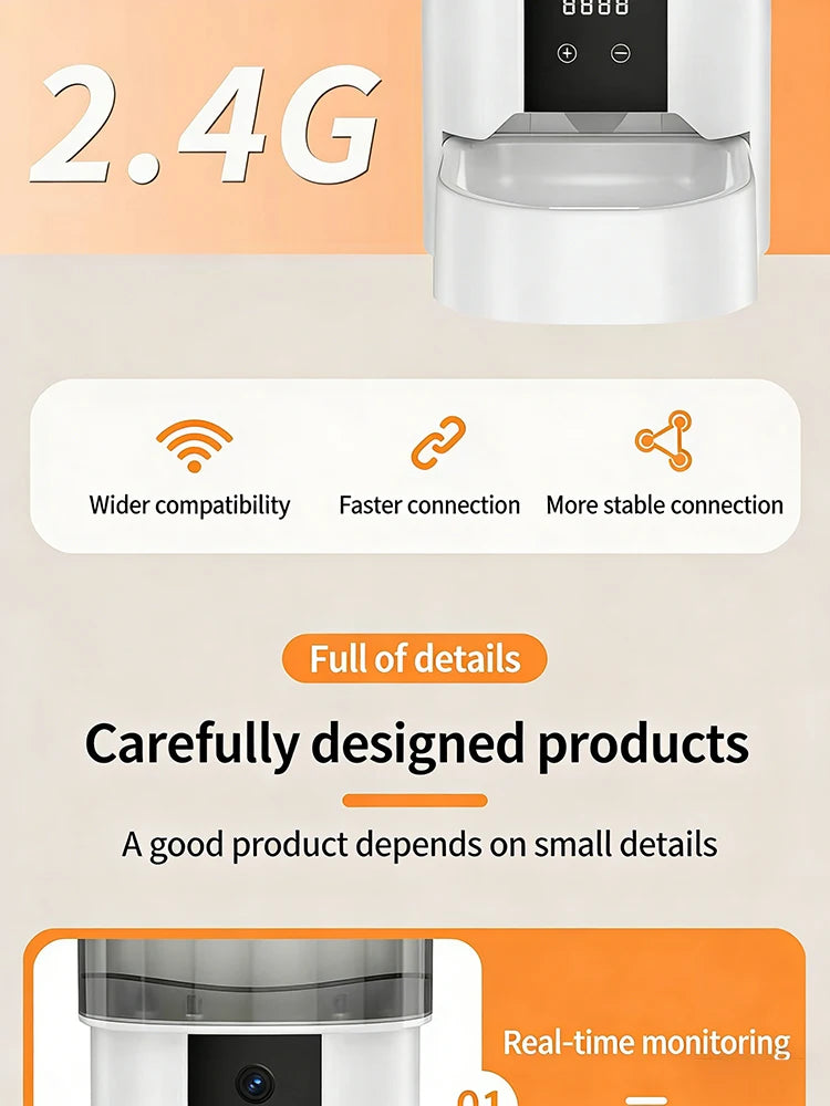 4L Large Capacity Smart Pet Feeder With Camera Automatic Food Dispenser Timing Quantitative APP Remote Accessories