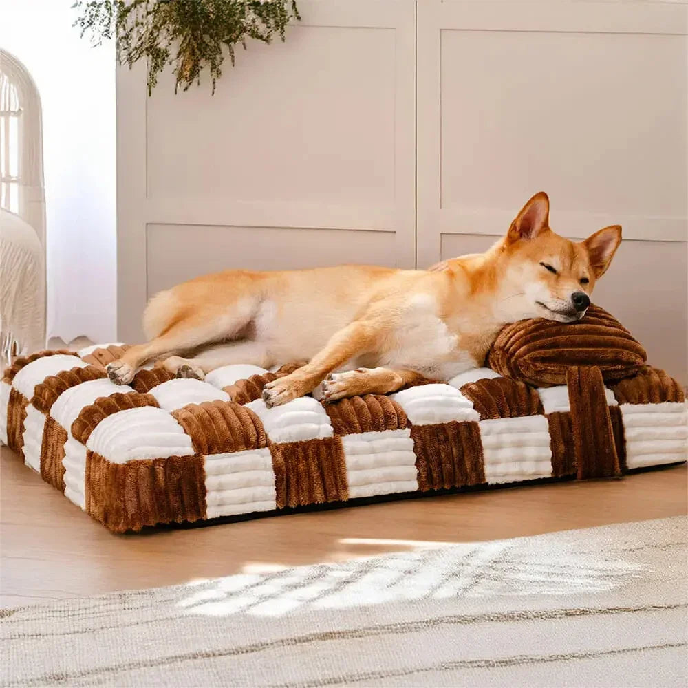 Handmade Large and Small Dog Beds with Plush Orthopedic Support Pillow Comfort Pads Mattresses Summer Warm Soft Pet Beds