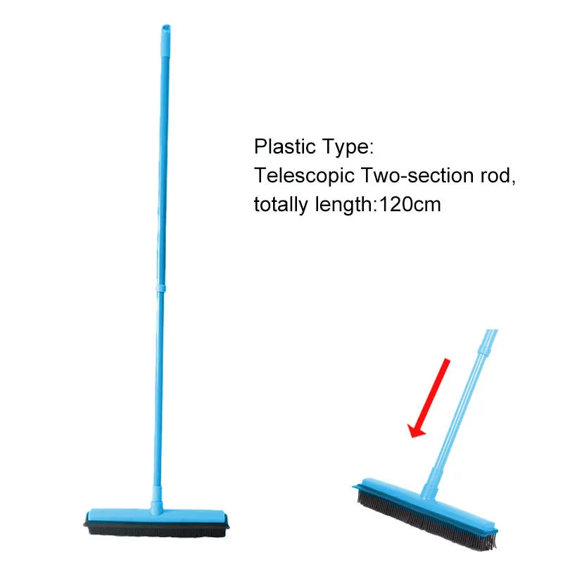 Telescopic Rubber Eco-Friendly Water Resistant Pet Hair Removal Broom Dog Hair Brush Dust Scraper Carpet Sweeper Wash Mop Window