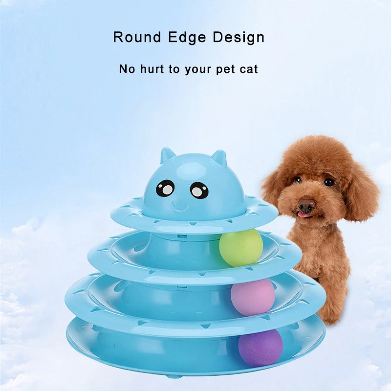 3-Level Interactive Cat Toy with Moving Balls Circle Track Design for Exercise and Hunting Fun and Sustainable Feature