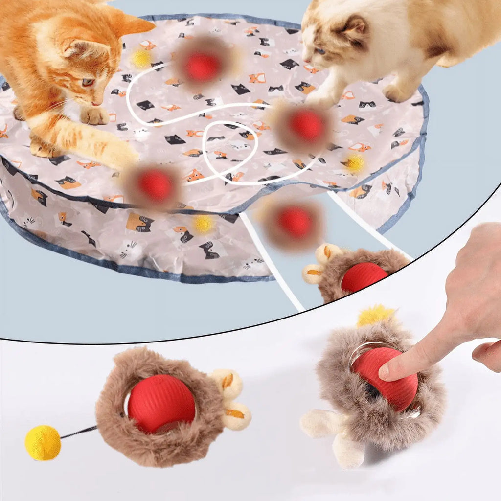Rechargeable Electric Indoor Interactive Cat Toy Kitten Motion-Activated Hide Seek Toy with Plastic Hiding Cover Exercise Toy