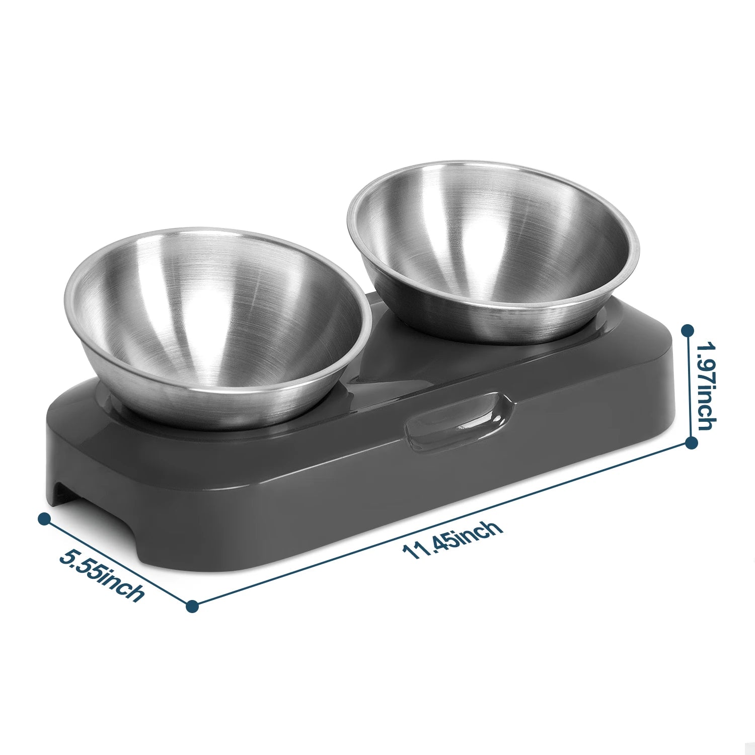 Stainless Steel Pet Bowl Cat Double Bowls With Raised Stand Non-slip Cat Food Water Dog Bowls Neck Care Dog Feeder Pet Supplies