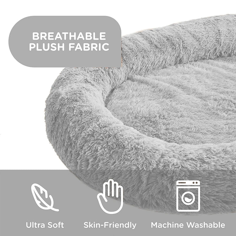 Luxury Human Dog Bed Plush Orthopedic Large Pet Bed Soft Sponge Solid Pattern Designer Dog Products Plush Human Sized Dog Bed