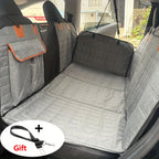 Custom Durable Fabric Dog Car Seat Cover with Extended Support Board Quilted Gray Design Straps & Metal Rings for Secure