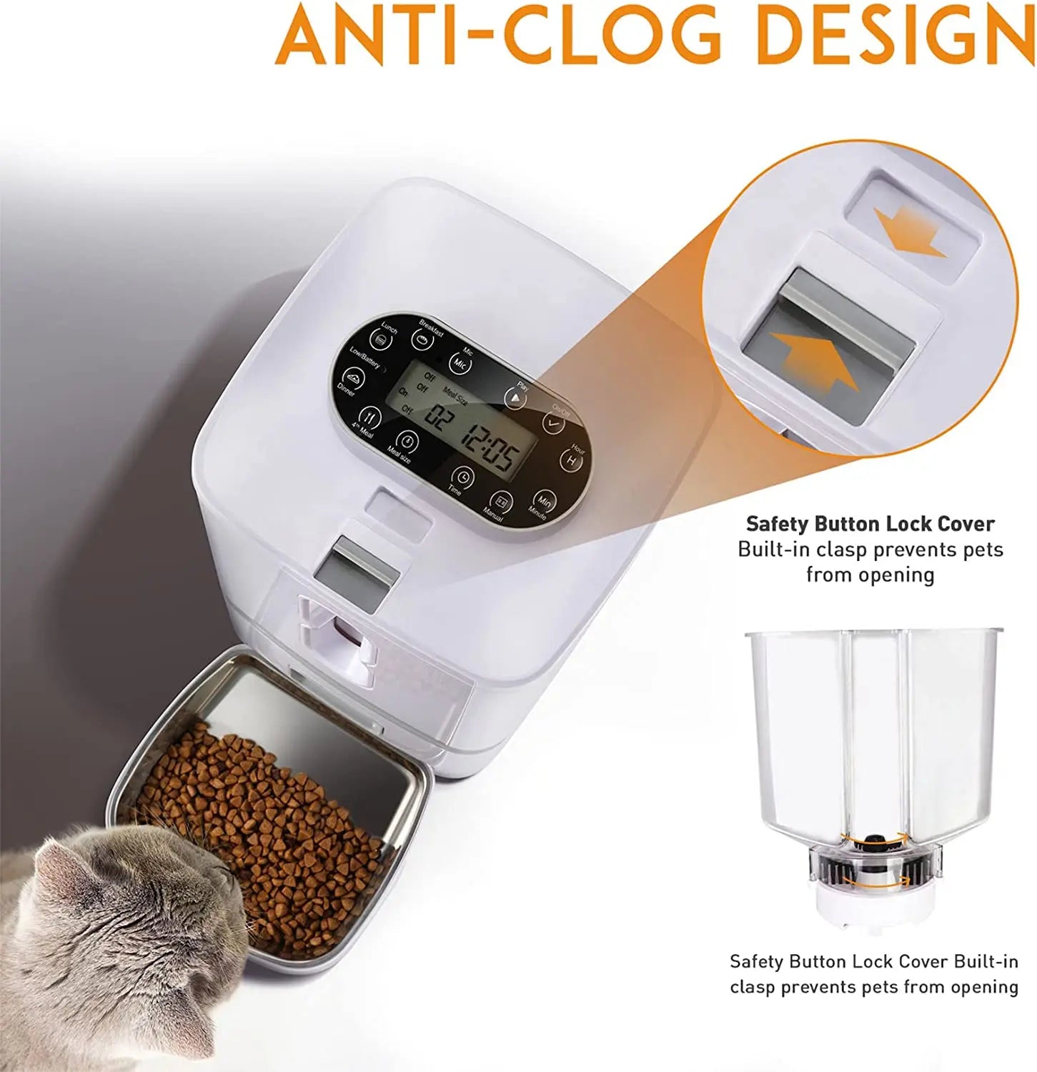 7L Automatic Cat Feeder 1-4 Meal Portion Automated Food Dispenser Timed Cat Feeders for Dry Food Smart Feeder