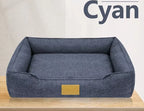Wholesale Linen Square Pet Beds Heating Mat with Removable Cover Autumn/Winter Heated Dog Beds Cat Cave Dog Sofa