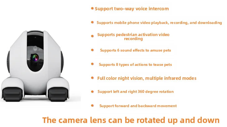 360° HD Indoor  Eco-Friendly Classic Style Pet Tracking Camera Real-Time Movement Video Playback Automatic Cruise