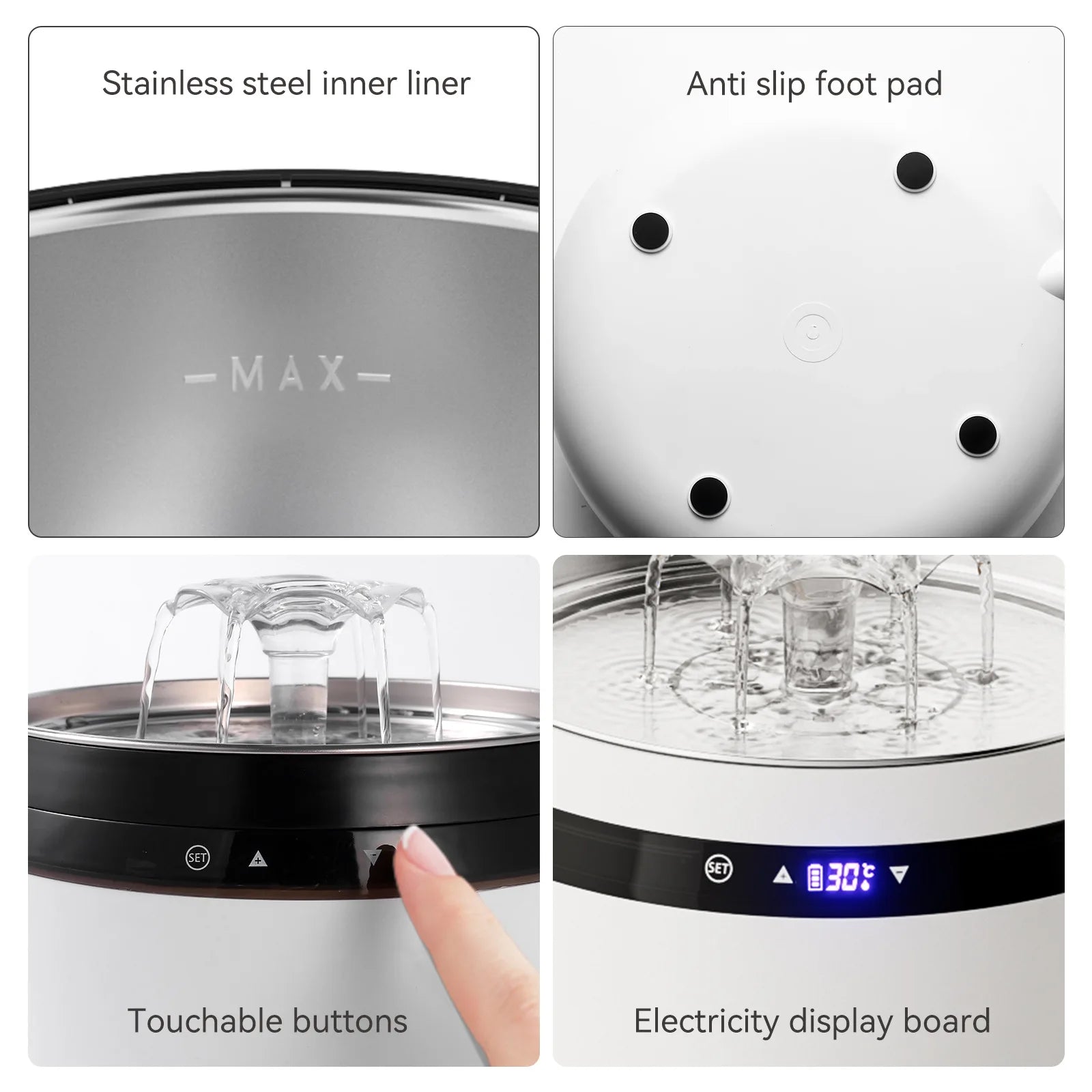 2025 New 2L Smart Pet Water Dispenser Touch Screen Heated Controllable Water Temperature Stainless Steel Cat Water Fountain