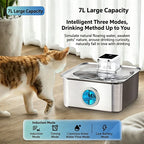 2026 New 7L/236oz Wireless Cat Water Fountain Sensor Stainless Steel Ultra Quiet Dog Water Fountain with Non-slip Mat OEM ODM