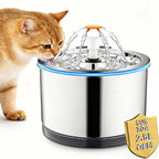 2.5L Ultra Quiet Stainless Steel Pet Cat Water Fountain LED Light Eco-friendly Automatic Recirculation Filtration System Stylish