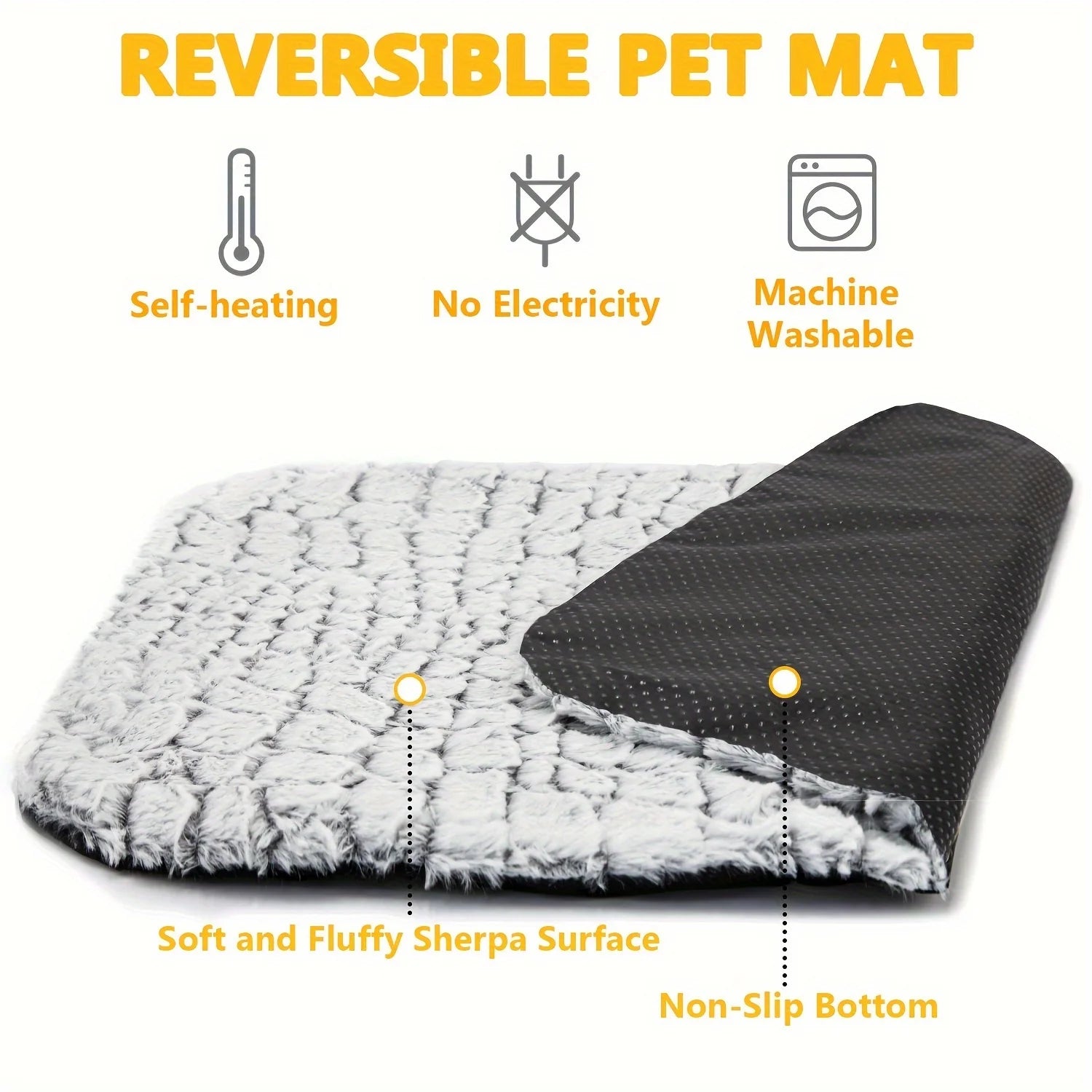 Luxurious Modern Self-Warming Cat Bed Winter Anti-Slip Solid Pattern Pet Heating Pad Soft Warm Dog Mat for Indoor Use