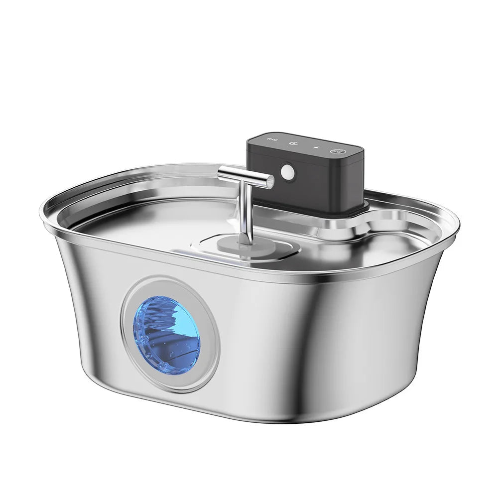 OEM 108oz/3.2L Stainless Steel Wireless Cat Water Fountain 4000mah Battery Operated Automatic Cat Water Dispenser Cat Fountain