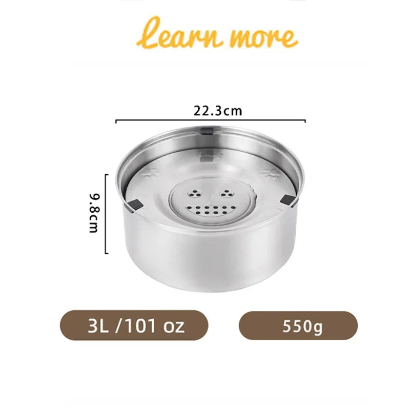 1/3L Stainless Steel Dog Floating Bowl No Spill Anti-Splash Dog Water Dispenser Non-Slip Dog Cat Pet Water Feeder Bowl Pet Bowls