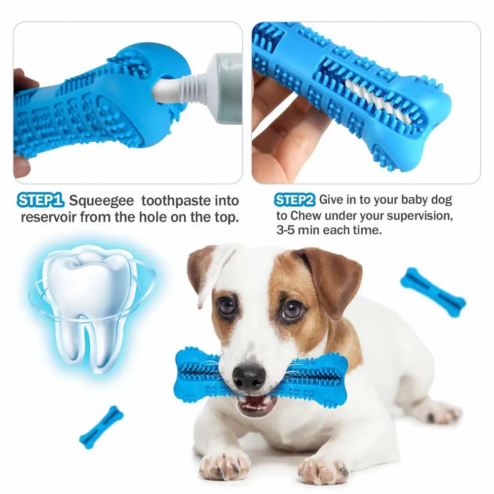 Dog Chew Toy Toothbrush Rubber Puppy Dog Molar Tooth Stick Pet Toys Teeth Cleaning Nontoxic Natural Dental Care for S/M Size Dog