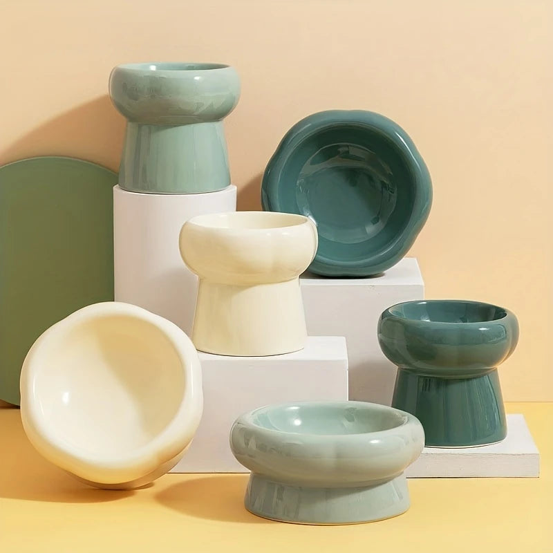 Elevated Ceramic Pet Bowls Keep Your Dog or Cat Hydrated and Well-Fed Neck Protection Cat Food Bowls