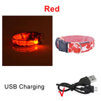 USB Rechargeable Dog Collar Light Luminous Flashing Glowing Bright Nylon Electronic Pet Reflective LED Dog Collar Night Safety