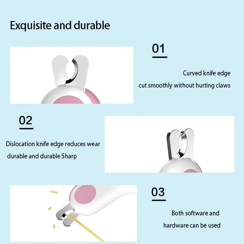 LED Cat Dog Nail Clipper Cutter Professional Pet Claw Trimmer Safety Lock Dog Cleaning Puppy Kitten Animals Care Grooming Tools