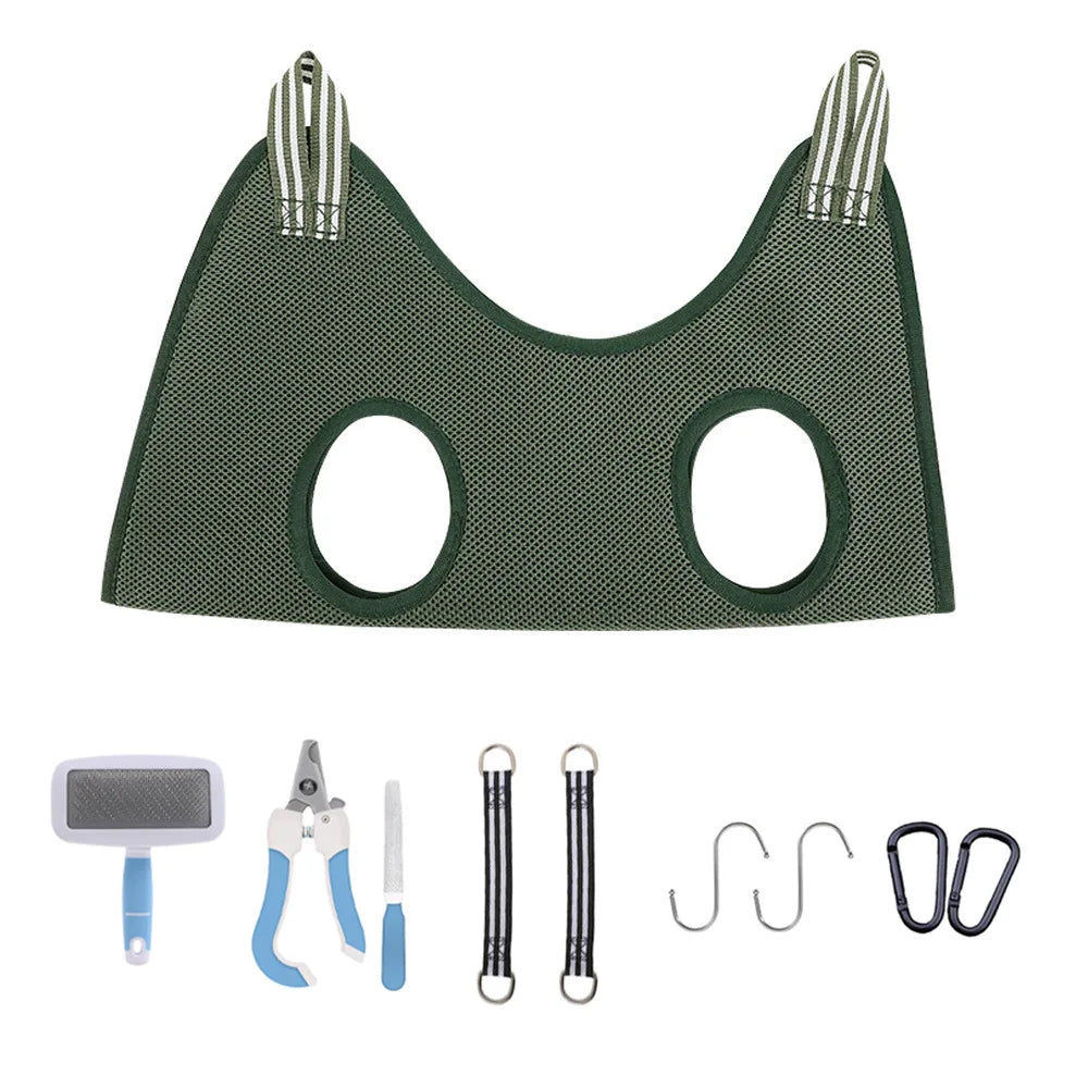Cat Grooming Stainless Steel Nail Cutting Anti-Scratch Bite Fixed Bath Trimming Restraint Bag & Hammock Hanging Pet Supplies Set