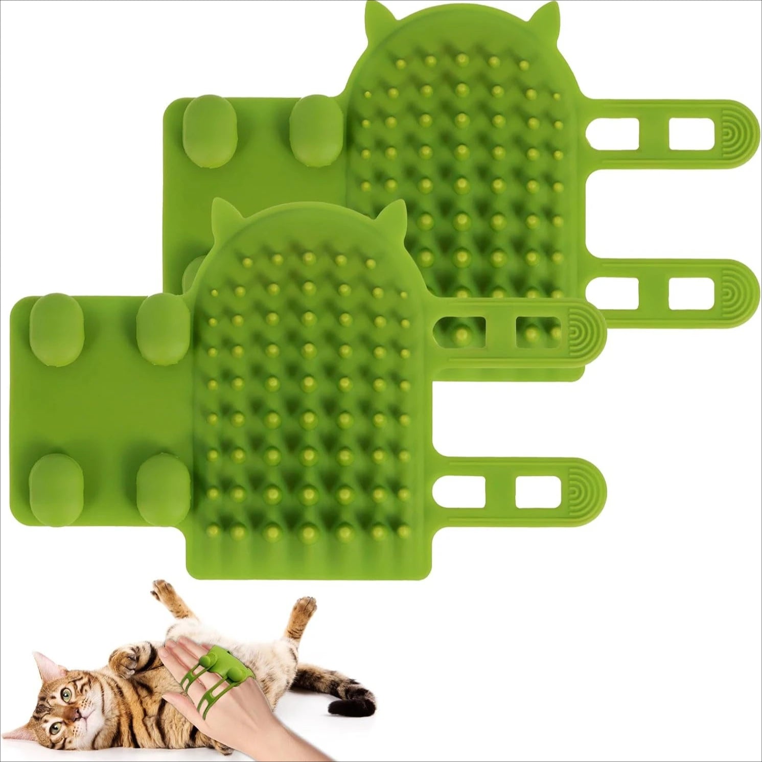 Portable and Foldable Cat Tickling Silicone Comb Pet Brush Adjustable Strap Flexible Pet Massage Brush for Dog and Cat