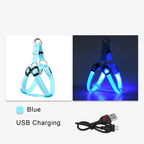 Adjustable LED Dog Harness No Pull Small Medium Glowing Nylon Breast Band Night Safety Pets Dog Accessories
