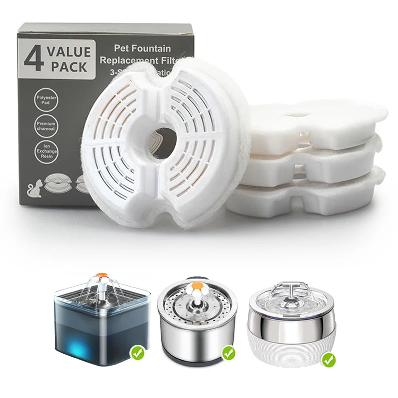 4Pcs Pet Fountain Filter Cat Water Fountain Carbon Replacement Filters Pet Manufacturer Custom Cat Drinking Fountain Filters