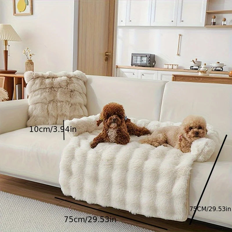 Custom Winter Comfortable Pet Dog Bubble Imitation Rabbit Fur Pet Bed Thickened Warm Anti-Slip Soft Pet Pad Cat Bed Dog Bed