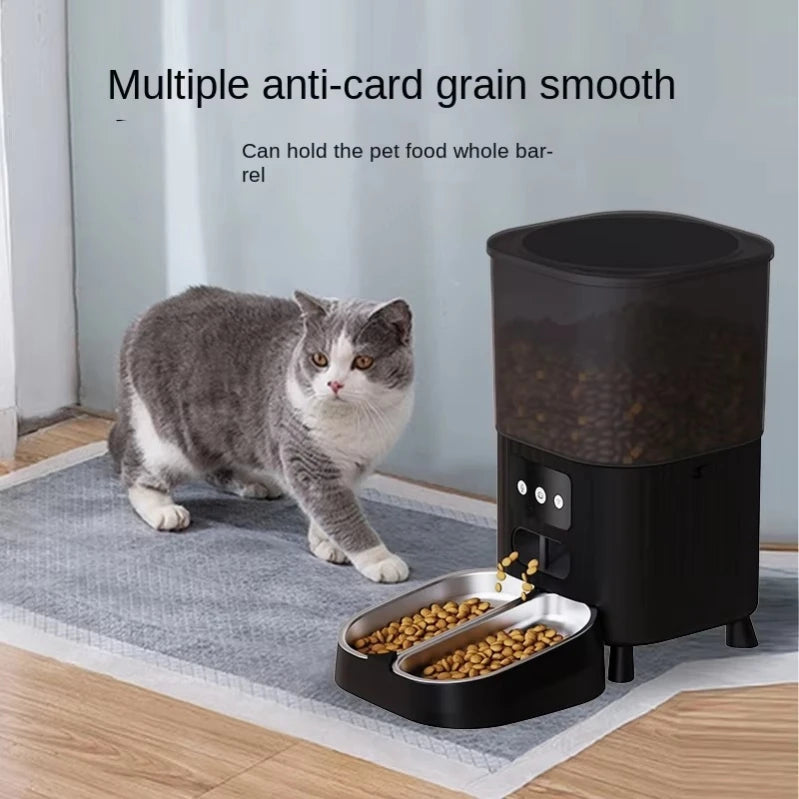 OEM 4.5L Large Capacity Automatic Cat Feeder Eco-Friendly Durable Bowls Plastic APP Voice Rechargeable Smart Pet Feeder